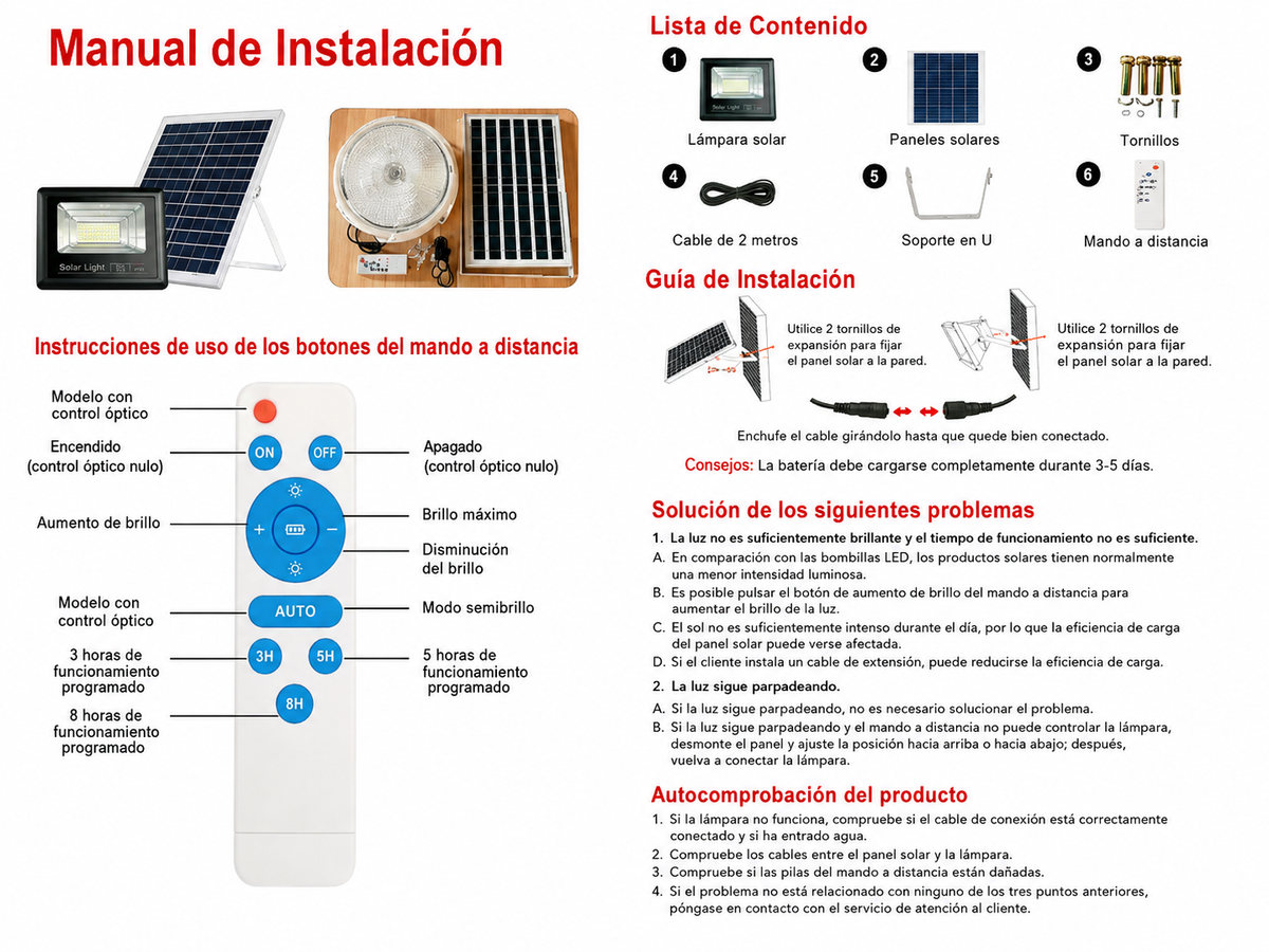 Foco Solar LED con Panel Solar IP67